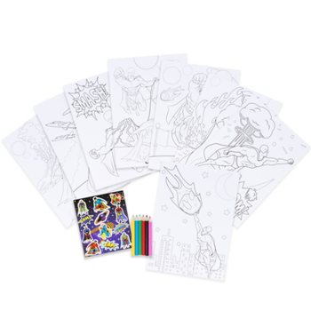 大型ぬりえセット - モデル：スーパーヒーロー - 22x30x1 CM (12個入)