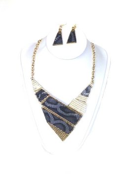 イビザ風 ブラック ネックレス＆ピアス セット (1個)