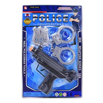 おもちゃの警察官セット マシンガン・手錠・警察バッジ付き (6個入)