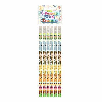ジャングルアニマル 浈筆・消しゴムセット（6点）- ディスプレイ（24セット）