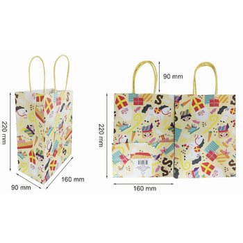 紙製ギフトバッグ - シンタクラース - サイズ 16x9x22 CM (12枚入)