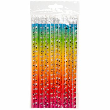 スマイリー鉛筆 消しゴム付き (12本セット)