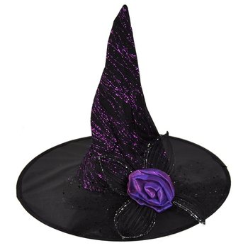 紫の花付き魔女の帽子 (6個入)