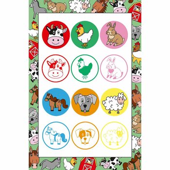 牧場の動物スタンプ ディスプレイセット (60個入)