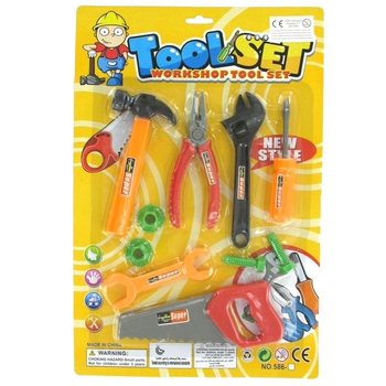 おもちゃの工具工具セット 大(台紙付き・8点セット)