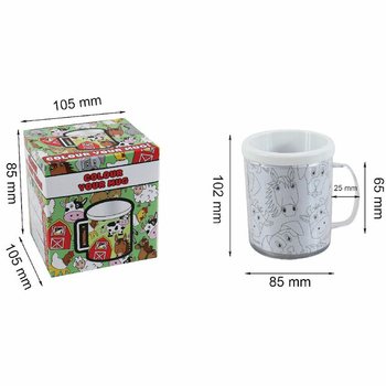牧場の動物たち - 自分で色を塗るマグカップ (2個入り)