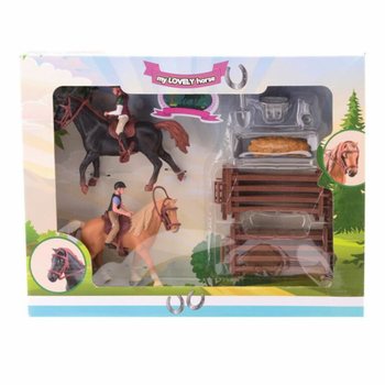 MY LOVELY HORSE - XL - おもちゃの馬2頭と大型厩舎セット - ギフトボックス入り (1個)