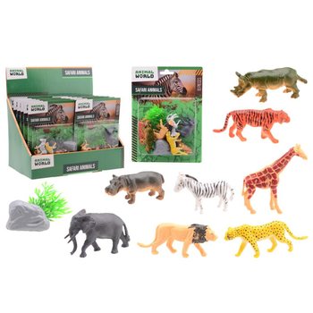 ANIMAL WORLD - サファリ動物プレイセット 10点入 カード付 - ディスプレイ入 (12個入)