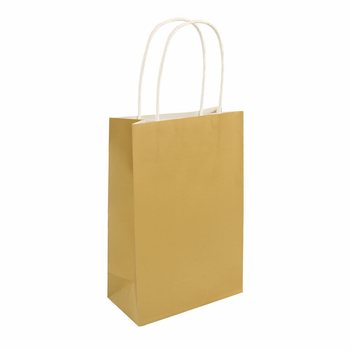 取っ手付き紙袋 - 14x21x7cm - カラー：ゴールド (24枚入)