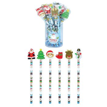クリスマス フィギュア消しゴム付き鉛筆 ミックス (24本入)