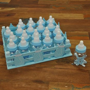 ミニ哺乳瓶20個入りデコレーションボックス - ブルー