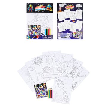大型ぬりえセット - モデル：スーパーヒーロー - 22x30x1 CM (12個入)
