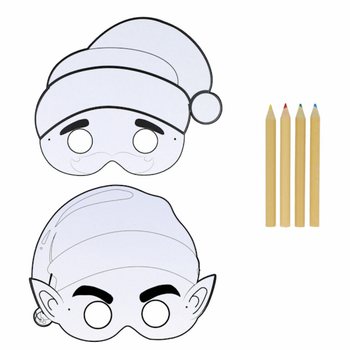 エコフレンドリー ぬりえクリスマス仮面 鉛筆4本付き (12個セット)