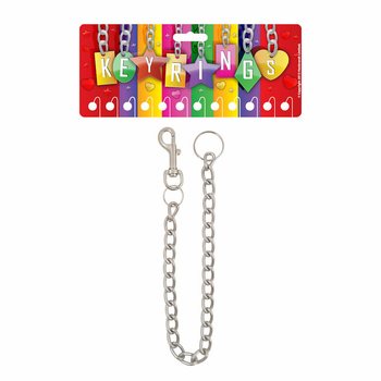 極長メタルコード付きスチール製キーホルダー (12個セット)