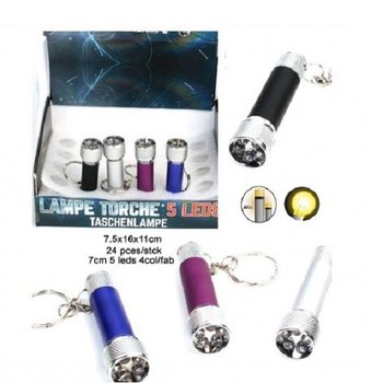 5 LED 懐中電灯 キーホルダー付き ディスプレイ入り (24個)