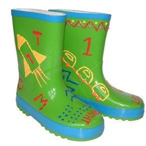 FUNKY WELLIES - 自分で色を塗れるキッズレインブーツ - グリーン / サイズ: 26