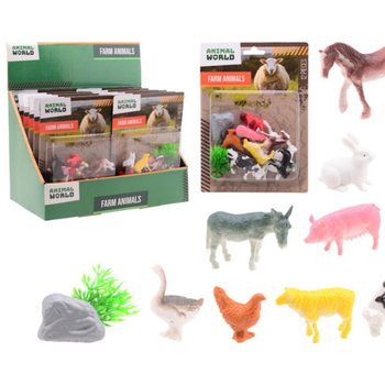 ANIMAL WORLD - 農場の動物フィギュア 12個セット - ディスプレイ用 (12点入)