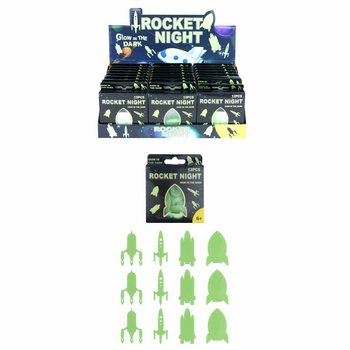 暗闇で光る ロケット 宇宙 天井用ステッカー ディスプレイボックス入り (24個セット)