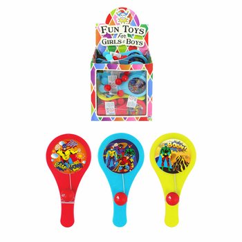 スーパーヒーロー パドルバットゲーム - ディスプレイ (96個入り)