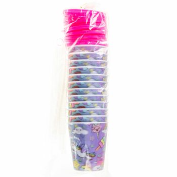 ストロー付きドリンクカップ／アイスクリームカップ &ndash; ユニコーン（12個入）