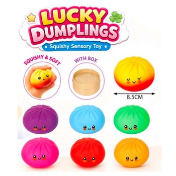 RAGE - LUCKY DUMPLINGS - スクイーズ 肉まん 餃子 大サイズ 8.5 x 8.5 x 4.8 cm - ディスプレイボックス入り (12個入)