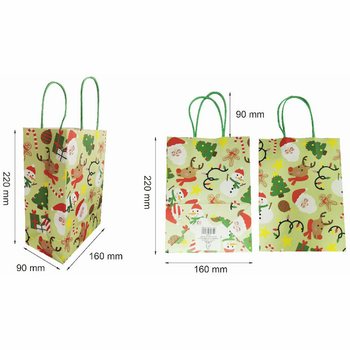 クリスマス用紙製ギフトバッグ (12枚セット)