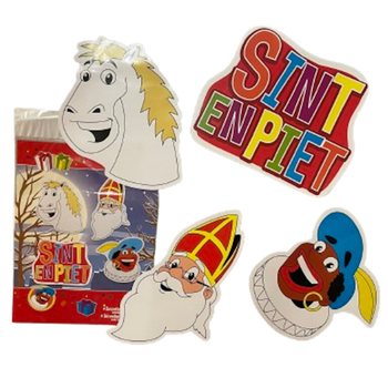 シンタクラース SINT & PIET - 両面デザイン デコレーションボード 4点セット (6パック入)