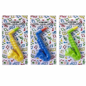 おもちゃのサックス - 16 cm - ミックスカラー - 12個入り台紙