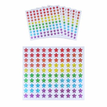 ファンステッカー - カラフルな星型ステッカー - 1シート100枚入 (5枚セット)