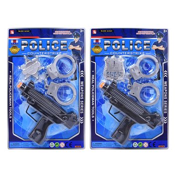 おもちゃの警察官セット マシンガン・手錠・警察バッジ付き (6個入)