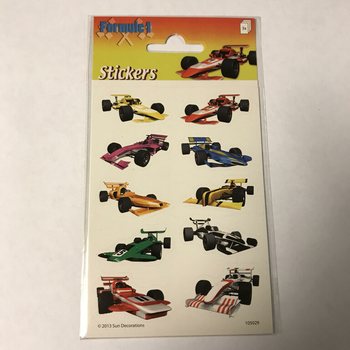 ステッカーシート：F1 レースカー、サイズ 16 x 9 cm (10枚入)