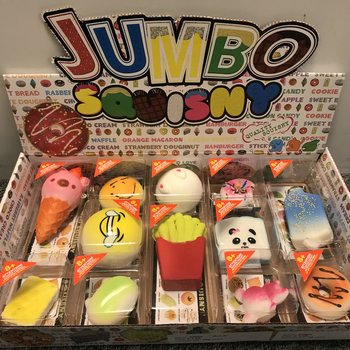 JUMBO スクイーズ ディスプレイセット (12個入) - 香り付きストレス解消玩具
