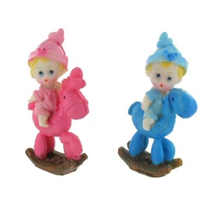 出産祝い ケーキトッパー - 木馬に乗った赤ちゃん 9 cm (8個入り)