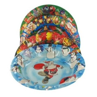 クリスマス用 深型プラスチック皿 (9枚入)
