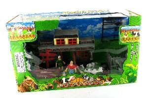 ファームおもちゃプレイセット ウェスタンスタイルハウス＆動物フィギュア付き