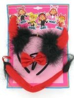 デビル カチューシャ 蝶ネクタイ＆しっぽセット (6個入)