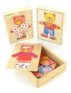 木製くまの着せ替えパズルボックス (12個セット)