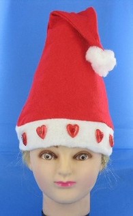 光るハート付きサンタクロース帽子 (12個セット)
