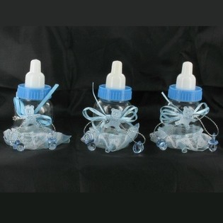 フリンジ付き ブルー デコレーション 哺乳瓶 (6個入)