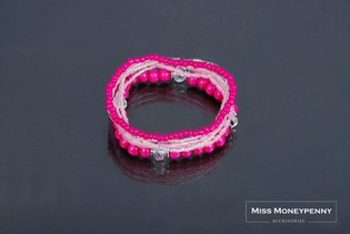 イビザ風 7連ブレスレット ピンク (1個) - 問屋