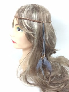 ブレード フェザー ヘッドバンド グレー/ブラウン (1個)