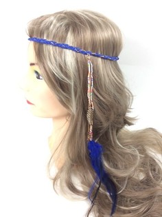 三つ編み フェザー ヘアバンド ダークブルー (1個)