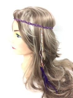 編み込みフェザーヘアバンド パープル (1個)