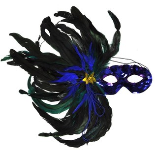 フェザー付きパーティーアイマスク - モデル6 (4個入)