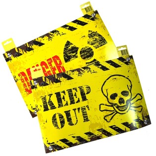 ドアデコレーション看板 - "DANGER" / "KEEP OUT" (12個セット)
