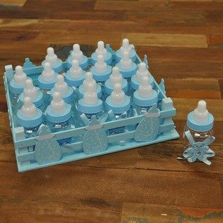 ミニ哺乳瓶20個入りデコレーションボックス - ブルー