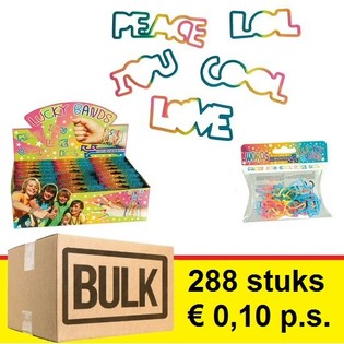 ***大口割引*** LUCKY BANDS キッズ用ブレスレット - モデル：ワード (288個入)