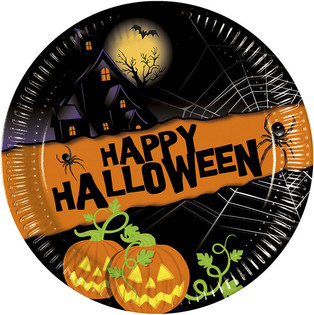 8枚セット 使い捨てプレート - モデル：Happy Halloween (6セット)