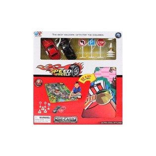 ダイキャストカー プレイセット、プレイマット付き（6点）