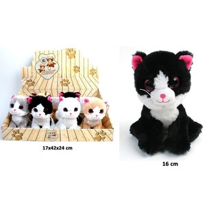 ぬいぐるみ 猫、ミックスデザイン 16 CM - ディスプレイ入り (12個)